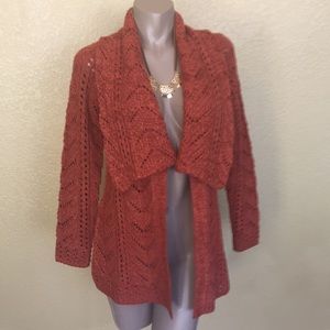 CB Knit Open Front Cardigan w Cool Lapels - M
